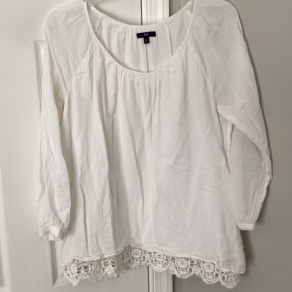 GAP White Blouse with Lace Trim